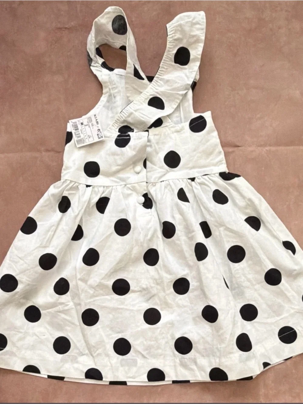 Girls White and Black Polka Dot Casual Sundress